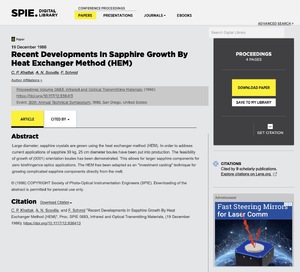 Recent developments in sapphire growth by heat exchanger method (HEM)